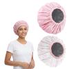 2Pcs Pink Deep Conditioning Hot Oil Hair Treatment Caps, Double Layer, Waterproof Deep Conditioning Hair Cap, Reusable Shower & Steam Caps view 1