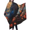 Waterproof Barber Cape 55x66 Inch Professional Hairdressing Salon Haircut Hair Cutting Apron Adult, Crow and Flowers Raven Moon Art view 3
