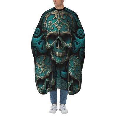 Waterproof Barber Cape 55x66 Inch Professional Hairdressing Salon Haircut Hair Cutting Apron Adult, Cool Skull Skulls Head Art