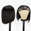 Short Bob Headband Wig Human Hair,12 inch Short Headband Wigs,Natural Black view 2