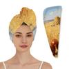 Chintiz Microfiber Hair Towel Wrap for Women - Squirrels Harvesting Wheat Super Absorbent Fast Drying Head Hair Towels - Elastic Loop Design Anti-Frizz Soft Turbans for Wet Curly, Thick, Long Hair view 1