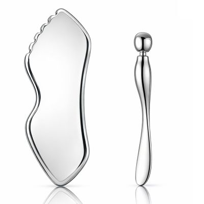 2 Pcs Stainless Steel Gua Sha Facial Tools, Face Massager Tool Face and Body Skin Massage Metal Guasha Tool Face Sculpting Tools, Skin Care Gift for Women