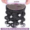 13x4 HD Lace Frontal Ear to Ear Body Wave Lace Frontal Human Hair Brazilian Virgin Pre Plucked Free Part for Black Women 150% Density Natural Color 14 Inch view 4
