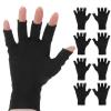4 Pairs Black Cotton Gloves, Fingerless Cotton Gloves with Open Fingertips, Relief and Overnight Hydration, One Size Fits Most (Black) view 1
