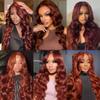 Ailabi Single Bundle Human Hair 24 Inch Body Wave Human Hair Single Bundle 100g/Pc Copper Red Brown Body Wave Unprocessed Brazilian Virgin Quick Weave Sewn In Hair for Black Women view 2