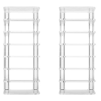 PACKOVE Acrylic Makeup Organizer 2pcs Multi-compartment Cosmetic Storage Rack Eyeshadow Holder Desktop Display for Vanity and Travel