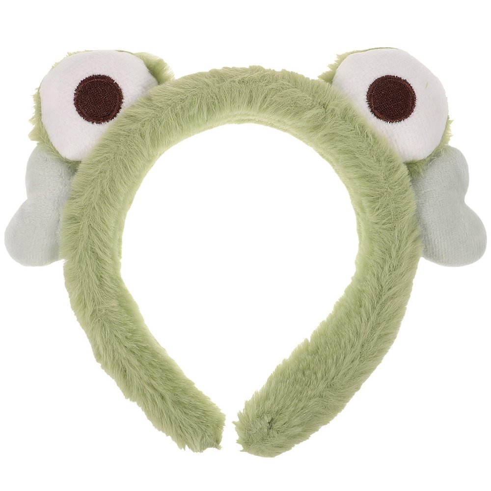 Ipetboom Plush Frog Hairband Cute Cartoon Face Washing Headband for Women Spa Headband Soft Elastic Hair Accessory for Skincare and Makeup