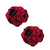 2Pc Wine red Women Chiffon Rose Flower Jaw Clip, Floral Jaw Barrettes Grips Clamps Twist Hair Up Hair Claw Fancy Accessories for Women Girl view 1