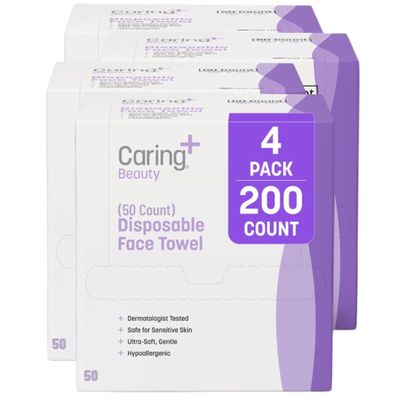 Caring Viscose Silky Disposable Facial Towels, Ultra-Soft Makeup Remover, Hypoallergenic for All Skin Types, 10" x 12"