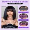 Cecycocy Straight Bob Bangs Wig 2X4 Lace Human Hair Wigs with Bangs 200% Density Realistic Short Natural Black Ready to Wear and Go Wigs for Women Beginner Friendly (16 Inch,Natural Black) view 3