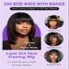 Cecycocy Straight Bob Bangs Wig 2X4 Lace Human Hair Wigs with Bangs 200% Density Realistic Short Natural Black Ready to Wear and Go Wigs for Women Beginner Friendly (16 Inch,Natural Black) view 4