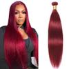 Burgundy Bundles Human Hair #99J Straight Bundles 34 Inch Unproceesed Virgin Wine Red Straight Bundle Human Hair Extensions For Women 50g/Bundle view 1