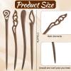 4 Pcs Wooden Hair Sticks for Women, Hanfu Pins Chinese Hair Chopsticks for Buns, Handmade Carved Wood Hairpins, 4 Styles view 2