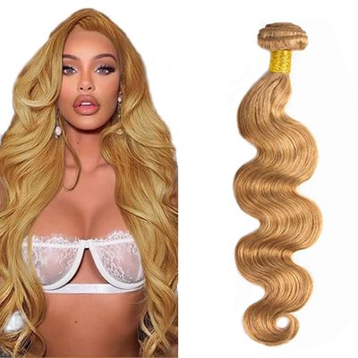 #27 Body Wave Bundles Human Hair Honey Blonde Bundle Brazilian Virgin Human Hair 1 Bundle 30 Inch #27 Bundles Blonde Body Wave Bundle Hair Extensions 50g