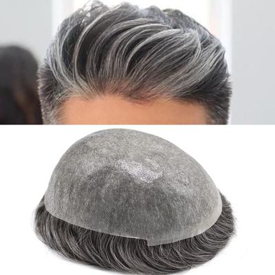 Hair Wonders Men's Toupee 0.06mm Pro-Grade Thin Skin Men Hair Unit All V-Loop Invisible Mens Hair System Protesis Capilar Hombre8X10-90% light density#240 2# DARKEST BROWN+40% GREY
