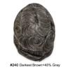 Hair Wonders Men's Toupee 0.06mm Pro-Grade Thin Skin Men Hair Unit All V-Loop Invisible Mens Hair System Protesis Capilar Hombre8X10-90% light density#240 2# DARKEST BROWN+40% GREY view 2