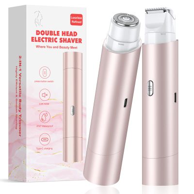 NIPOO Bikini Trimmer for Women, IPX7 Waterproof Womens Electric Razor, Pink