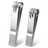 2Pcs Stainless Steel Nail Clippers, 2 Size Heavy Duty Ultra Sharp Straight Nail Clipper Travel Nails Cutters with Anti-Slip Grip for Thick Ingrown Nails, Silver view 1