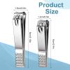 2Pcs Stainless Steel Nail Clippers, 2 Size Heavy Duty Ultra Sharp Straight Nail Clipper Travel Nails Cutters with Anti-Slip Grip for Thick Ingrown Nails, Silver view 2