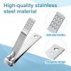 2Pcs Stainless Steel Nail Clippers, 2 Size Heavy Duty Ultra Sharp Straight Nail Clipper Travel Nails Cutters with Anti-Slip Grip for Thick Ingrown Nails, Silver view 3