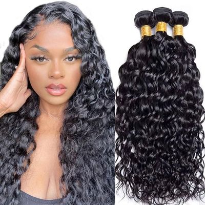Water Wave Bundles 30 32 34 Inch Wet And Wavy Bundles Human Hair Double Weft Unprocessed Brazilian Remy Hair Extensions Water Wave Human Hair Bundle 3Pcs/Set Deals 150g
