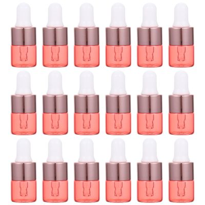 SEWCHICS 20pcs Rose Gold Glass Dropper Bottles 1ml Essential Oil Dropper Bottles Travel Vials for Liquids Refillable Leakproof