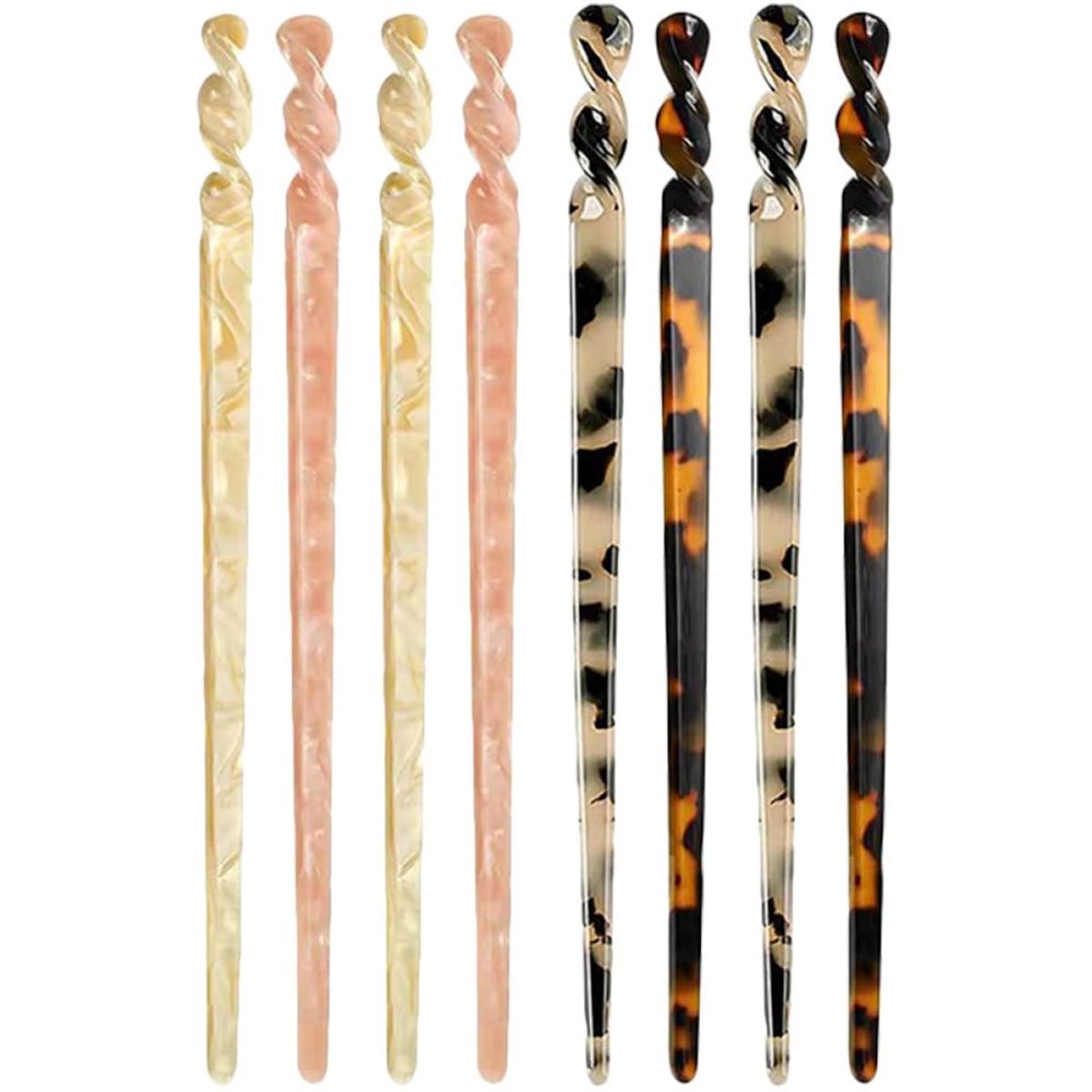 JOINPAYA 8pcs Tortoise Shell Acetate Hair Sticks for Long Hair Women Chinese Style Accessories