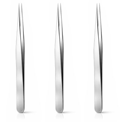 3 Pcs Straight Pointed Tip Tweezers, Needle Nose Tweezer for Craft, Pointed Precision Tweezers for Eyebrows Stainless Steel Eyelash Tweezer for Eyelash Extensions Blackhead Hair Eyebrow Removal
