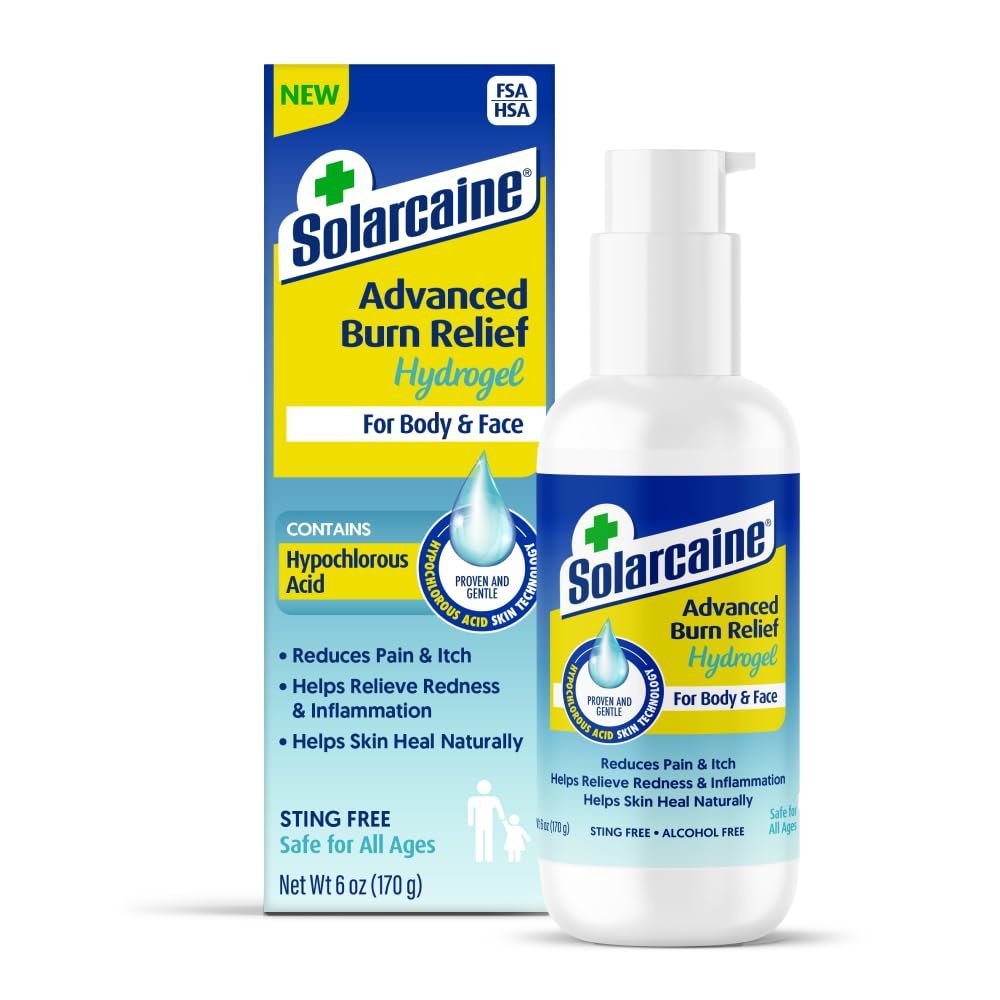 Solarcaine Advanced Cooling Hydrogel, Hypochlorous Acid, 6 oz Gel