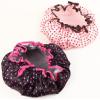 2 Pack Shower Caps For Women Reusable Waterproof Thickened Satin Fabric Elastic Band Shower Cap With Dots For Long Hair view 2