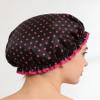 2 Pack Shower Caps For Women Reusable Waterproof Thickened Satin Fabric Elastic Band Shower Cap With Dots For Long Hair view 4