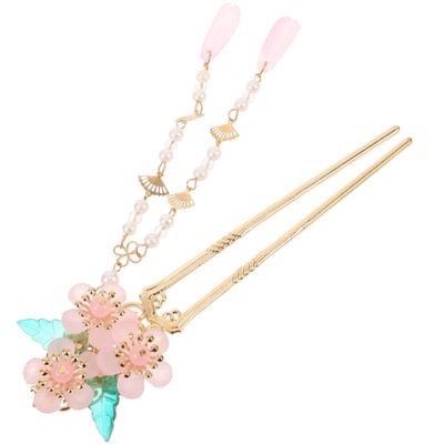 VALICLUD Chinese Hair Pin Long Tassel Hair Stick with Pink Dangle Tassel for Women Traditional Hanfu Accessory