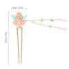 VALICLUD Chinese Hair Pin Long Tassel Hair Stick with Pink Dangle Tassel for Women Traditional Hanfu Accessory view 2