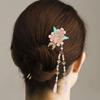 VALICLUD Chinese Hair Pin Long Tassel Hair Stick with Pink Dangle Tassel for Women Traditional Hanfu Accessory view 3