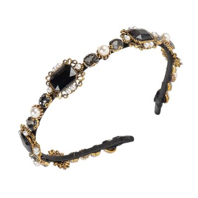 Zerodeko Pearl Rhinestone Hairband for Women, Alloy Simple Headband with Decorative Pearls and Sparkling Crystals, Stylish Hair Accessory for Parties and Daily Wear