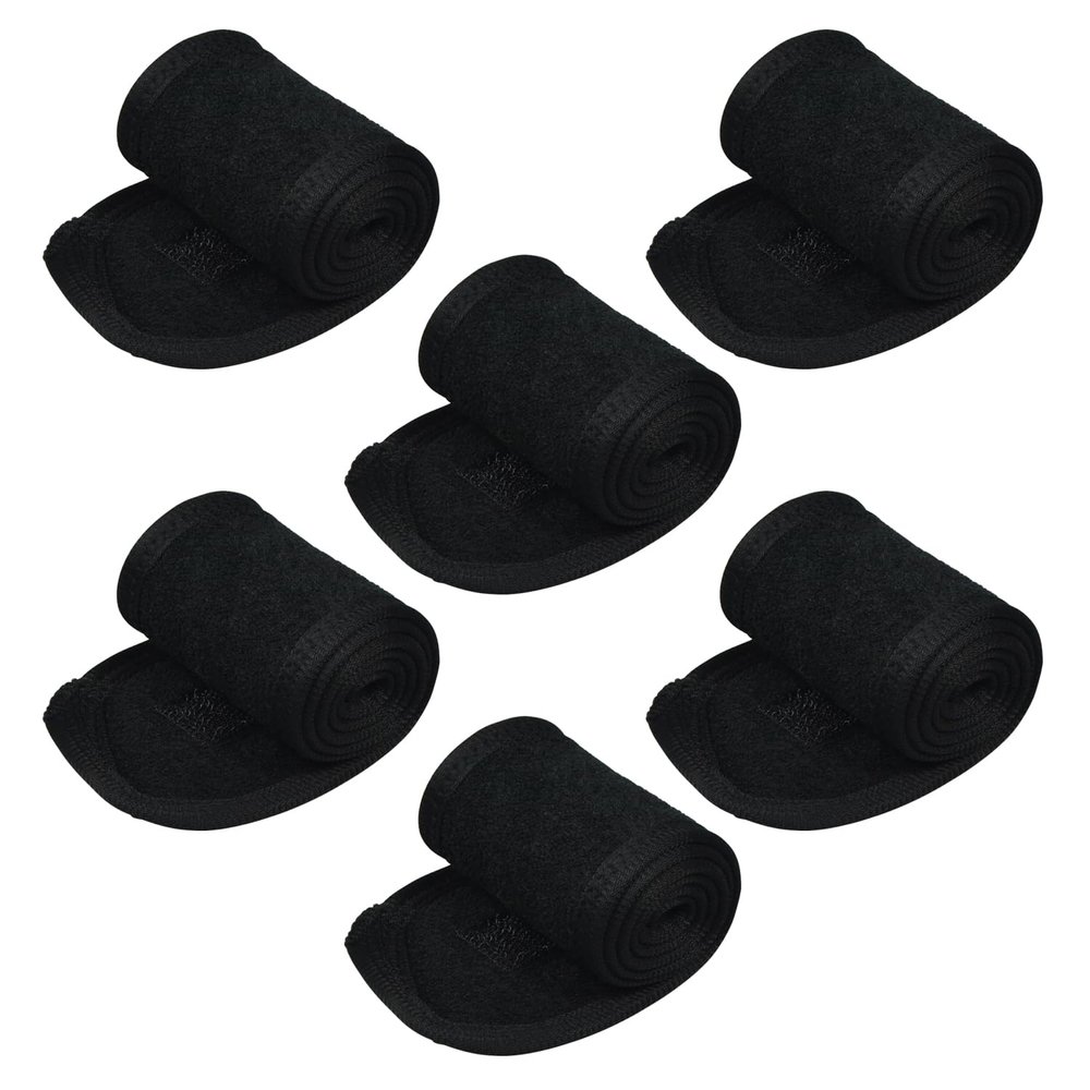 ZHJISHGUO Spa Headband 6 Pack, Non-Slip Terry Cloth Sweat, Stretchable Adjustable Facial Headband for Face Washing, Makeup, Yoga, Sports, Shower, Washable Hair Wrap (Black 6pcs)