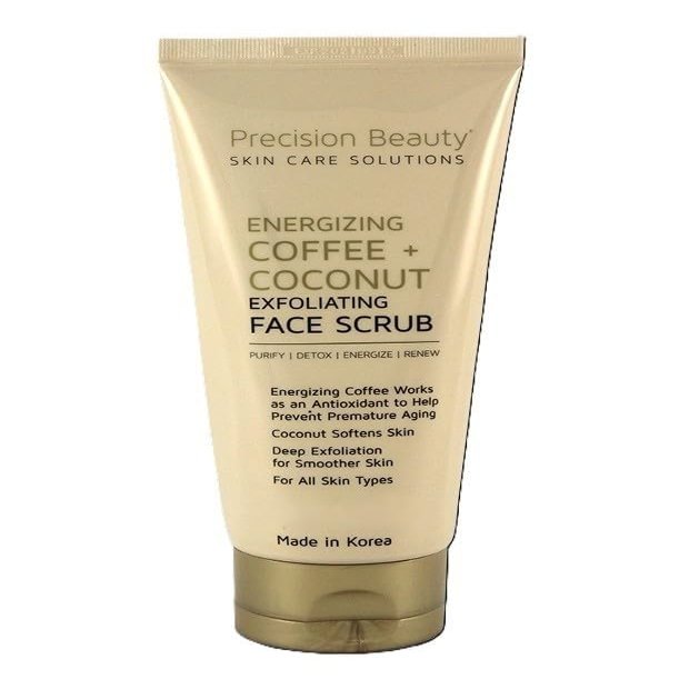 Precision Beauty Energizing Coffee and Coconut Exfoliating Face Scrub, 8 fl oz, Made in Korea