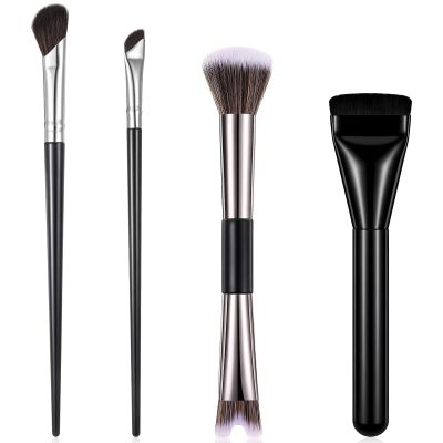 4 Pcs Nose Brush Set 2 in 1 Nose Contour Brush Sculpting Dual-End Noses Brushes U Shaped Fluffy Makeup Brushes Flat Foundation Brushs Angled Makeup Brushs for BB Cream Liquid Foundation Concealer