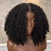4C Edges Hairline Afro Kinky Curly Human Hair Wig 180% Density HD Invisible 13x4 Glueless Lace Front 100% Brazilian Human Hair Wig Pre Plucked Bleached Knots Curly Baby Hair Short Bob Afro Curly Wig view 2