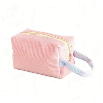 Aspire Mini Corduroy Makeup Bag with Handle, Small Toiletry Pouch