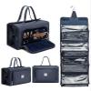 ROYALFAIR Roll Up Makeup Bag, Travel Toiletry Bag for Women with 4 Clear TSA Approved Pouches, Hanging Travel Organizer, Folding Cosmetic Bag for Men and Women (navy blue) view 1