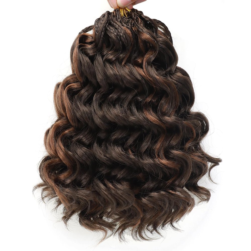 8 Packs Curly Crochet Hair for Women 10 Inch Short Pre Looped Ocean Wave Crochet Hair Deep Water Wave Twist Crochet Braids Synthetic Braiding Hair Extensions10 Inch,P4/30