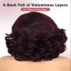 Burgundy Curly Wig with Bangs Layered Yaki Wavy Bob Wig Synthetic Hair view 3