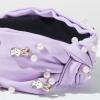 WaiHeikki Women's Easter Headbands Cute Bunny Pearl Knotted Headpieces Beaded Hair Hoops Accessories (Purple, One Size) view 3