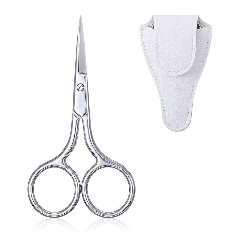 3.5 Inch Silver Eyebrow Scissors, Stainless Steel Small Grooming Scissors for Women Men, Professional Small Precision Scissor for Eyebrows, Nose, Mustache, Beard, Eyelashes