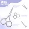 3.5 Inch Silver Eyebrow Scissors, Stainless Steel Small Grooming Scissors for Women Men, Professional Small Precision Scissor for Eyebrows, Nose, Mustache, Beard, Eyelashes view 3