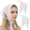 Nogeqi 2 Pcs Sweet Hair Scarf, Lace Hair Bandanas for Women, Cute Stylish Lace Head Scarf, Head Kerchief Summer Accessories (White, Pink) view 1
