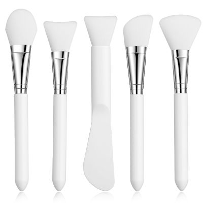 5PCS Silicone Face Mask Brush Facial Silicone Mud Mask Applicator, Soft Jelly Face Mask Tool Lotion Applicator for Skincare - White Color