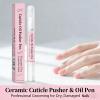 Ceramic Cuticle Pusher & Oil Pen - Professional 2-in-1 Care for Dry, Damaged Nails & Hangnails, Gentle Remover Pen with Nourishing Oil to Moisturize & Strengthen (1 Pack) view 3