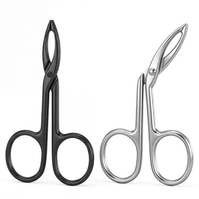 2Pcs Eyebrow Tweezers Scissor Precision Stainless Steel Flat Straight Tip Eyebrow Facial Remover for Hair Plucker Women and Men Facial Hair (Black&Silver)
